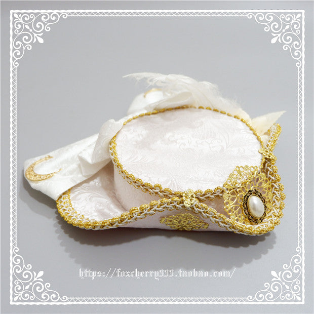 Fox Cherry-Lolita  Palace Retro Gorgeous Feather Top Hat