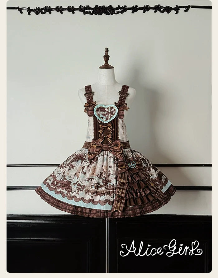 Alice Girl - Bear Chocolate Bar - Kawaii Lolita JSK & Salopette Dress