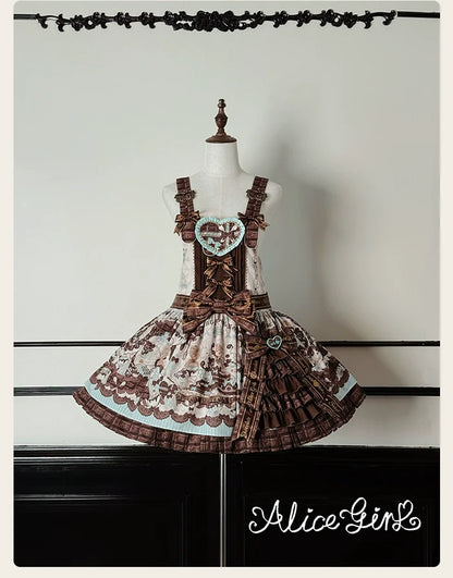 Alice Girl - Bear Chocolate Bar - Kawaii Lolita JSK & Salopette Dress