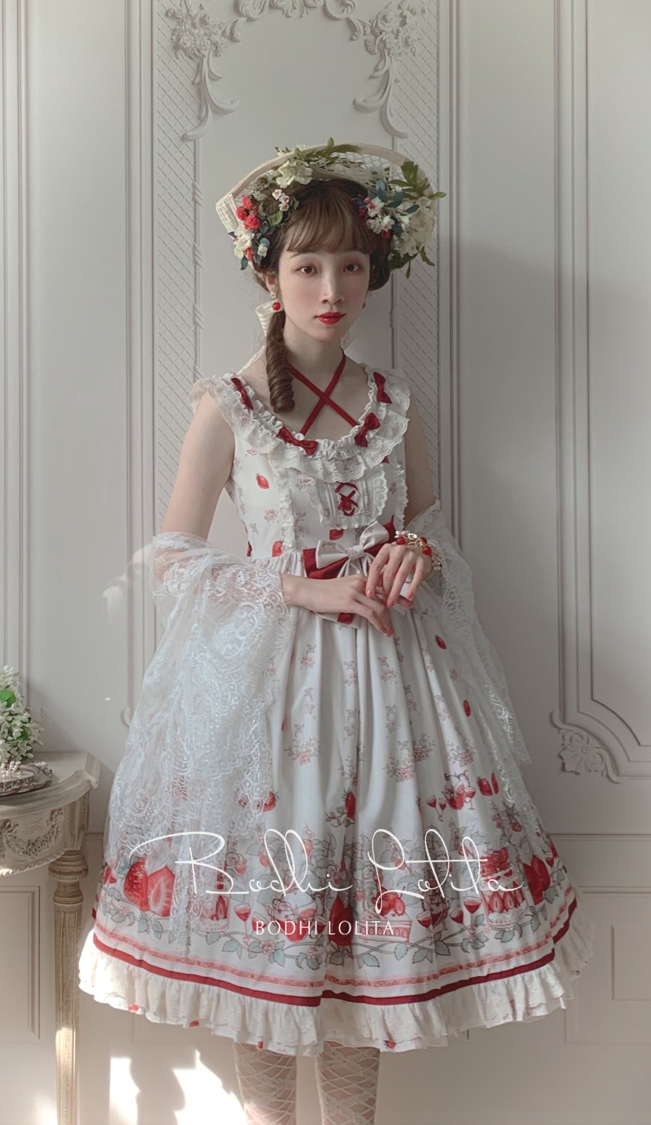 Bodhi Lolita - Strawberry Fruit Tea SP - Apricot Sweet Lolita Jumper Dress