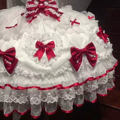 Sugar Girl - Velvet Sweetheart - Doll-like Sweet Lolita Jumper Dress, Bow Accents