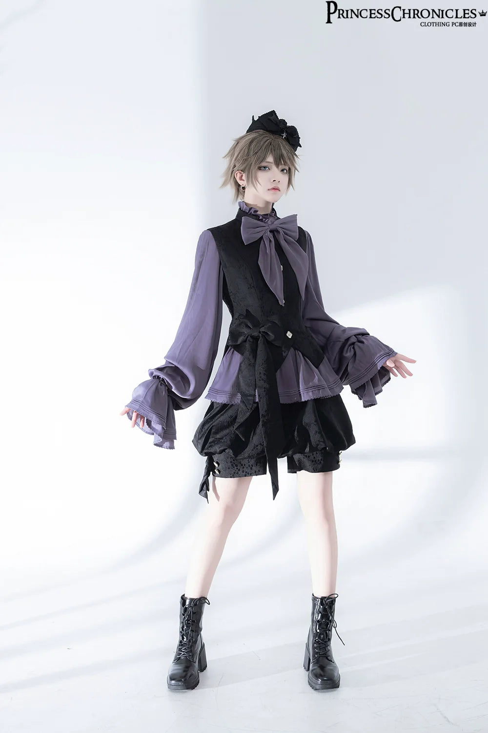 Princess Chronicles - Rabbit Hunt 2.0 - Ouji Lolita Retro Cool Purple Shirt & Shorts Set
