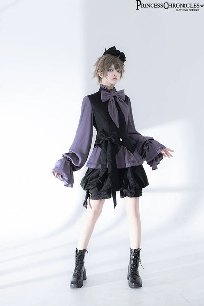 Princess Chronicles - Rabbit Hunt 2.0 - Ouji Lolita Retro Cool Purple Shirt & Shorts Set
