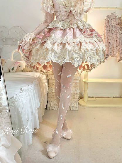 Roji Roji - Sweet Lolita Tights Women Feather Print Pantyhose