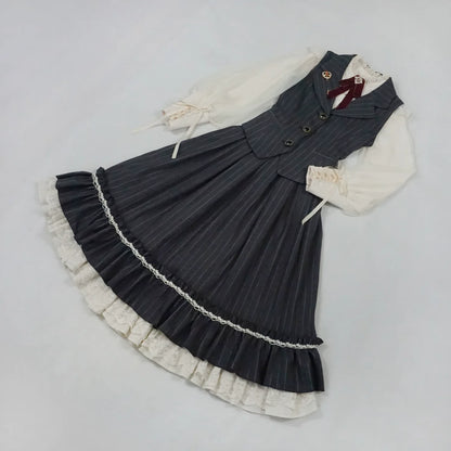 Miss Point - Rose Doll - Elegant Lolita Striped Fishbone Skirt