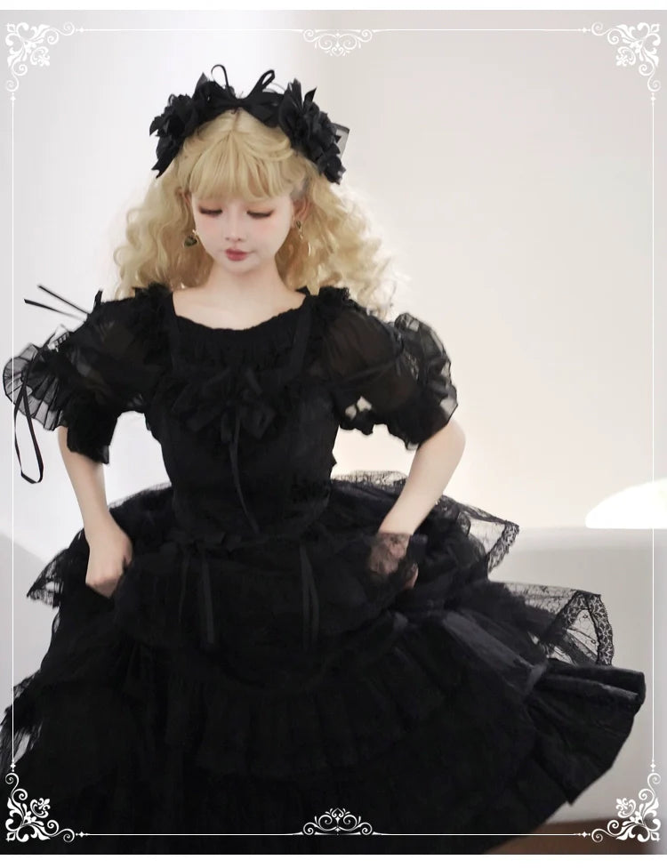 Eieyomi - Iris Love - Gothic Princess Lolita JSK Dress + Elegant Chiffon Top