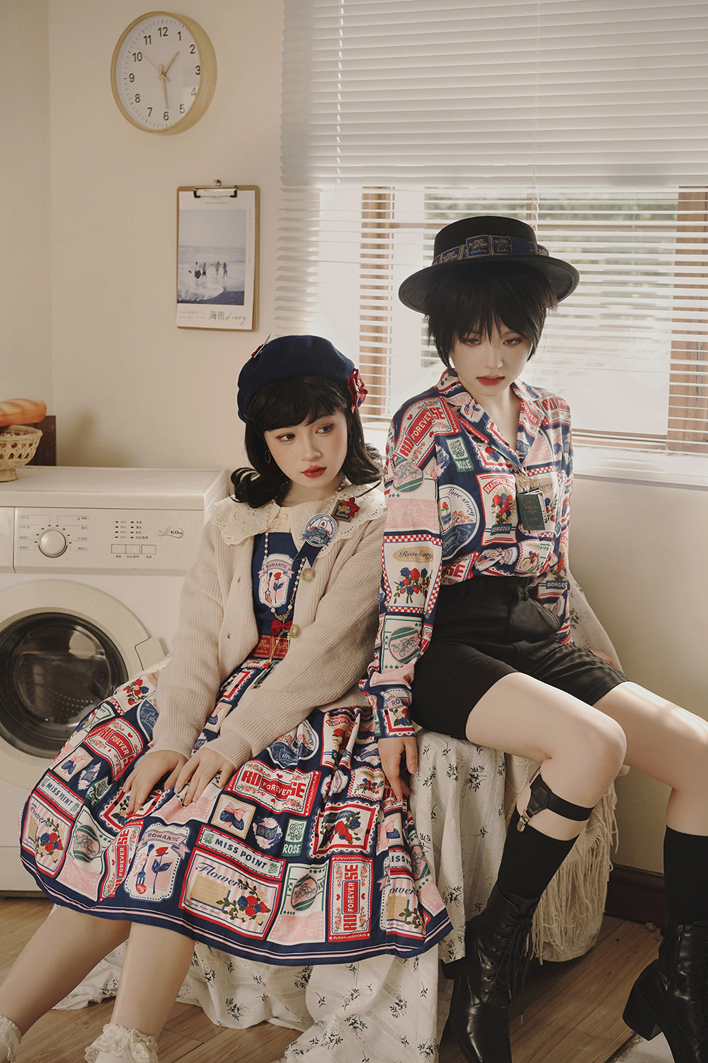 Miss Point - Strawberry Rose - Vintage American Daily Twill Print Shirt