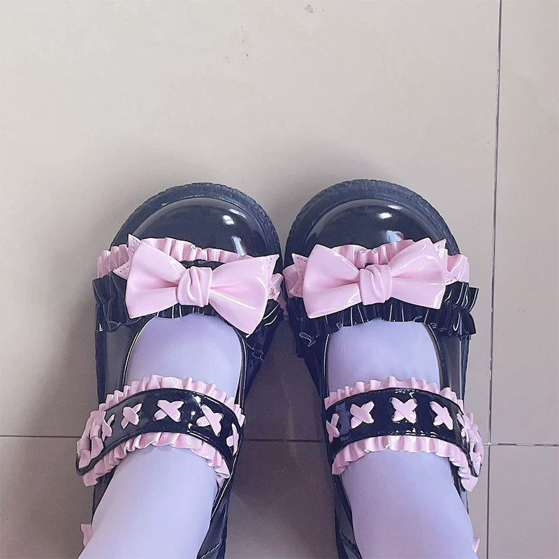 Fairy Godmother - Cute Lolita Shoes Bow Candy-Colored Lolita Flat Shoes