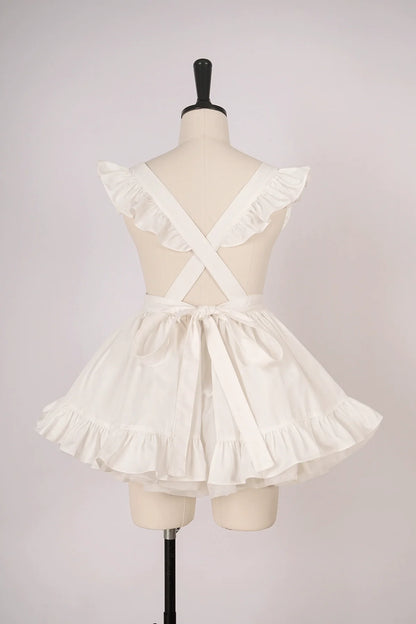 Vcastle - Sweet Lolita OP Dress Splicing Sleeve Apron Dot Print Dress