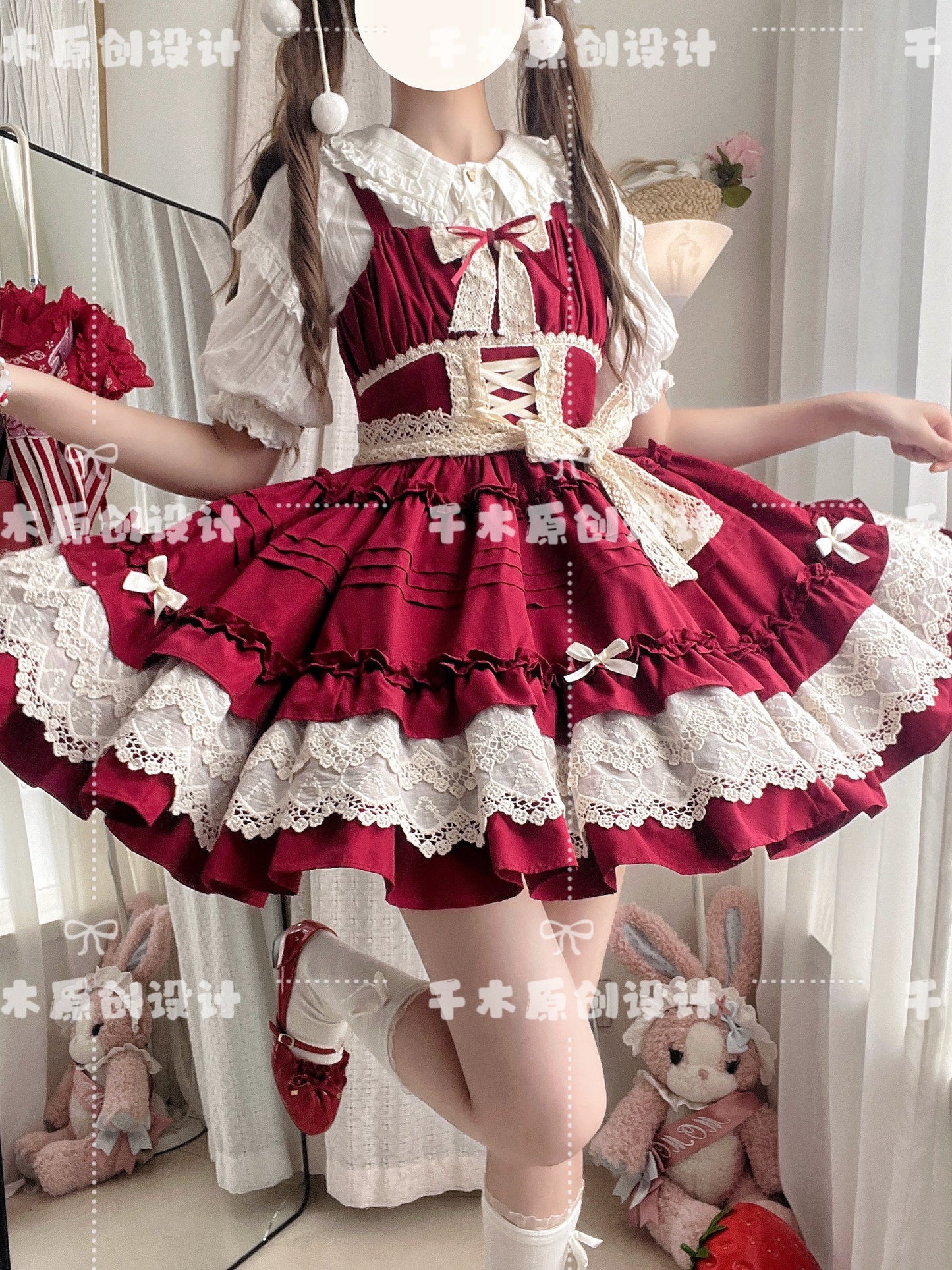 Qianmu - Vivian - Sweet Lolita JSK Doll Lolita Tiered Ruffles Dress