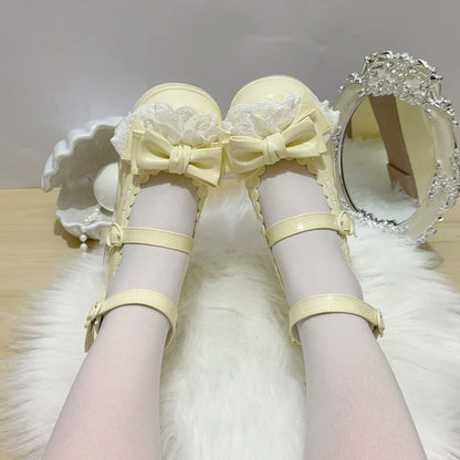 Jiujiu Lolita - Milky Puff - Sweet Lolita Heels Shoes, Round Toe With Petite Wedge