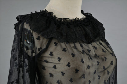 Niu Niu - Plus Size Lolita Shirt Lace Mesh Blouse