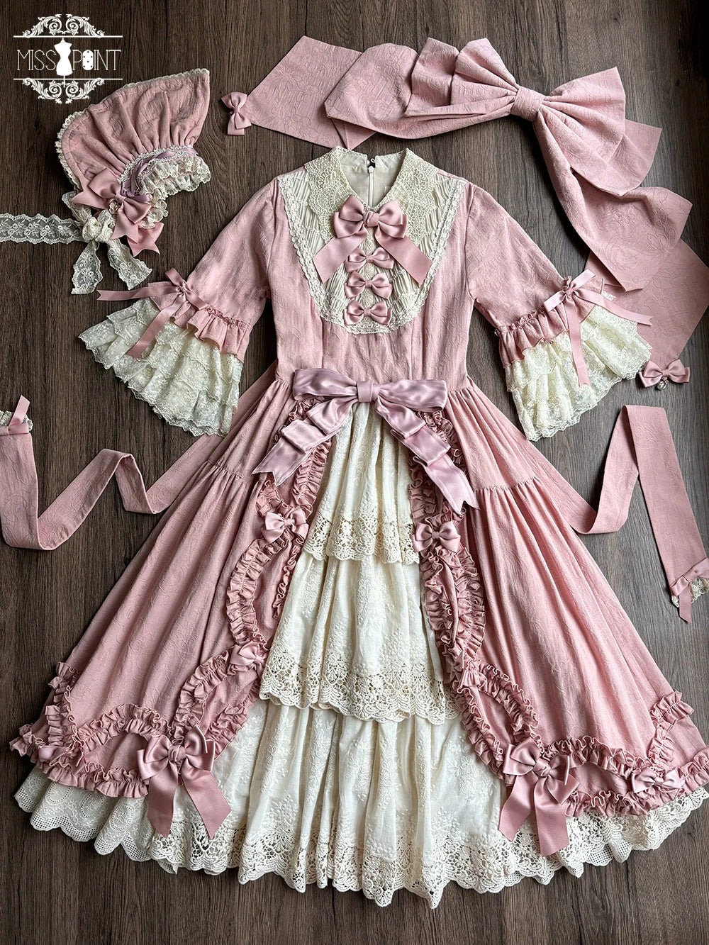 Miss Point - Lilyka Garden - Classic Lolita OP Dress Set Elegant Floral Wall Princess Sleeve