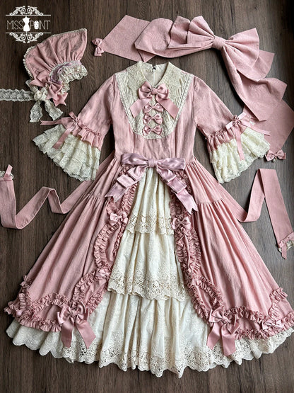 Miss Point - Lilyka Garden - Classic Lolita OP Dress Set Elegant Floral Wall Princess Sleeve