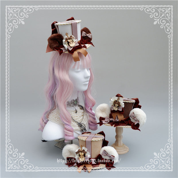 Fox cherry-Super Cute Lolita Bear Ears Top Hat Multicolors
