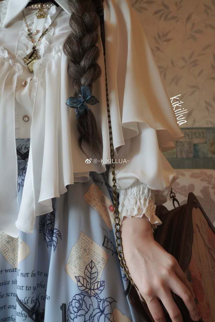 VTGDOLL - World War II love letter - Elegant Lolita Shirt and Lolita Painted SK