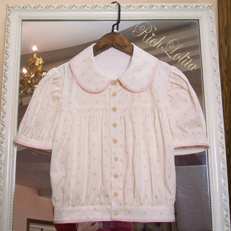 RichLolita - Starry Pudding Bear - Sweet Lolita Jumper Dress Printed OP Dress