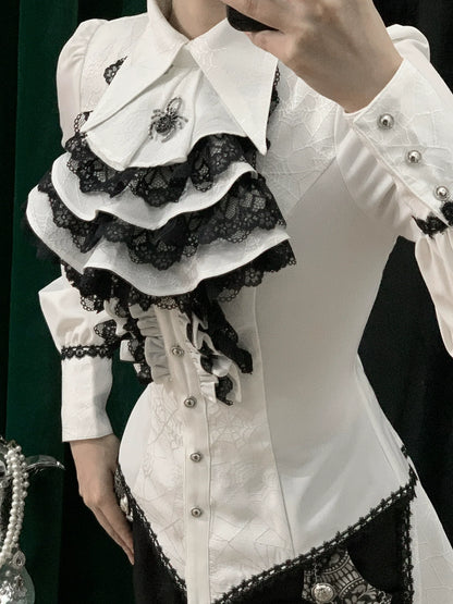 Little Dipper - Cold Rice - Ouji Lolita Shirt With Spiderweb Pattern in Several Versions