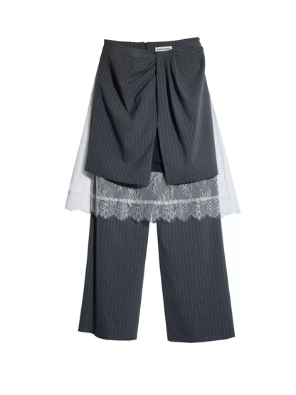 Layered Stripe Lace Flower Nichi Skirt＆Pants