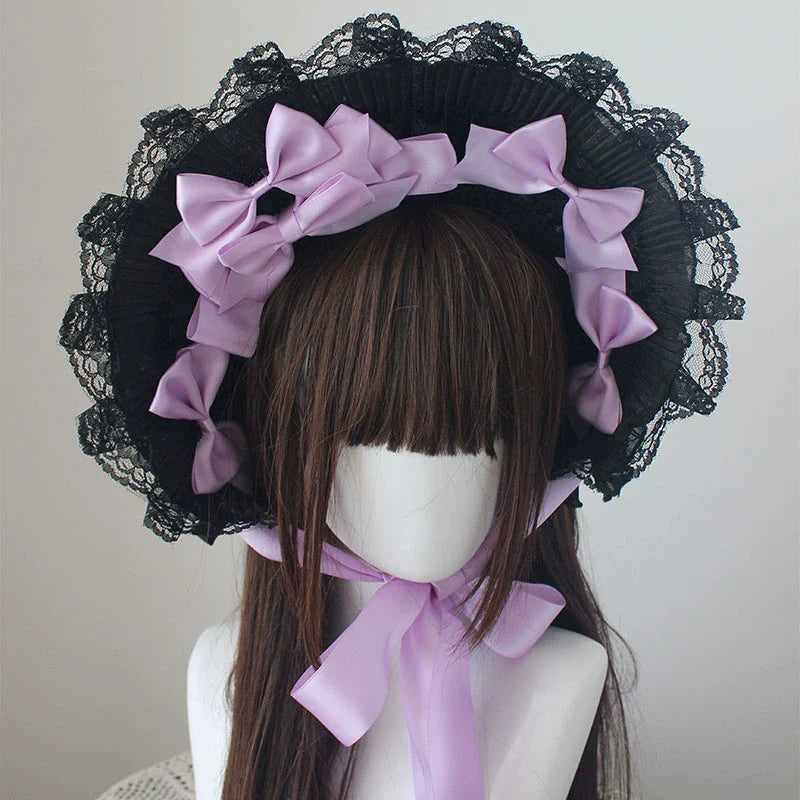 Deer Girl - Gothic Lolita Handmade Bonnet with Bows and Beads