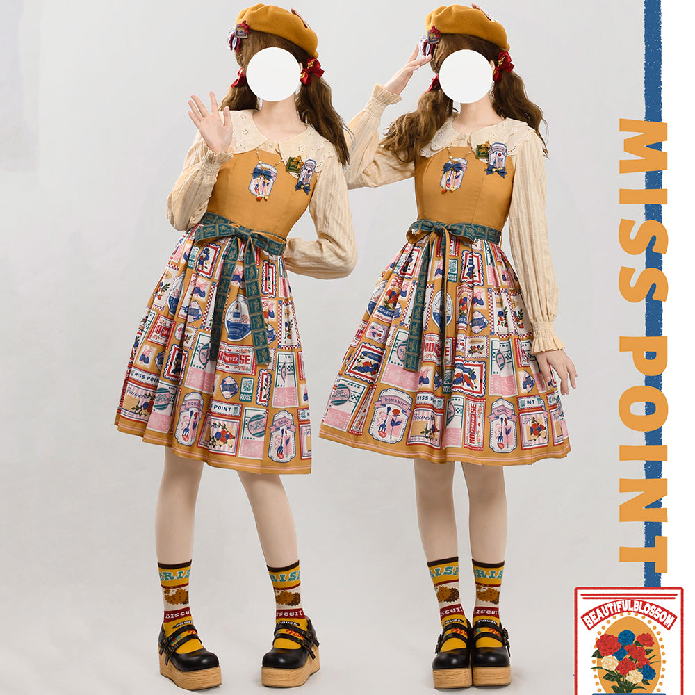 Miss Point - Strawberry Rose - Vintage American Casual Lolita Jumper Dress