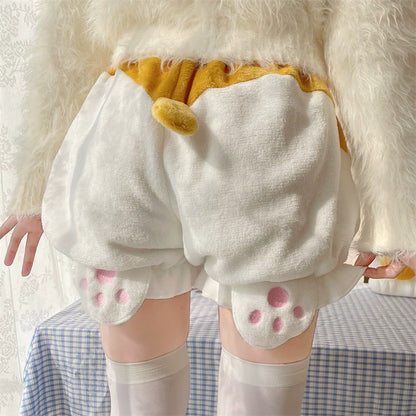 Sugar Girl - Kawaii Winter Lolita Warm Velvet Petticoat with Corgi Tail
