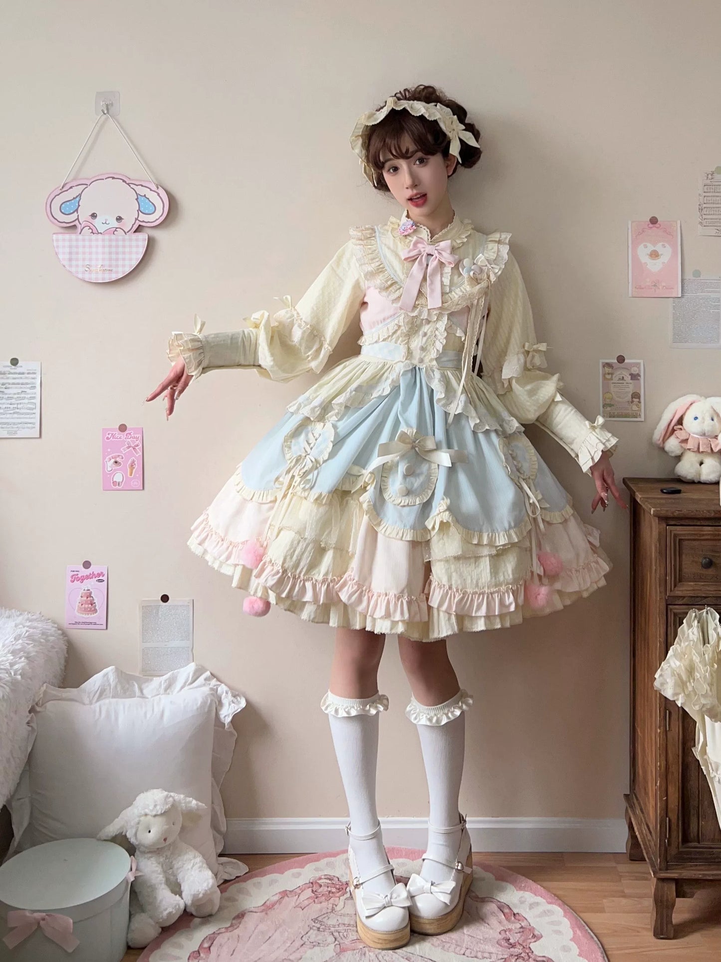 Uncle's Workshop - Sleep Macaron - Sweet Lolita OP Dress Solid Color Dress