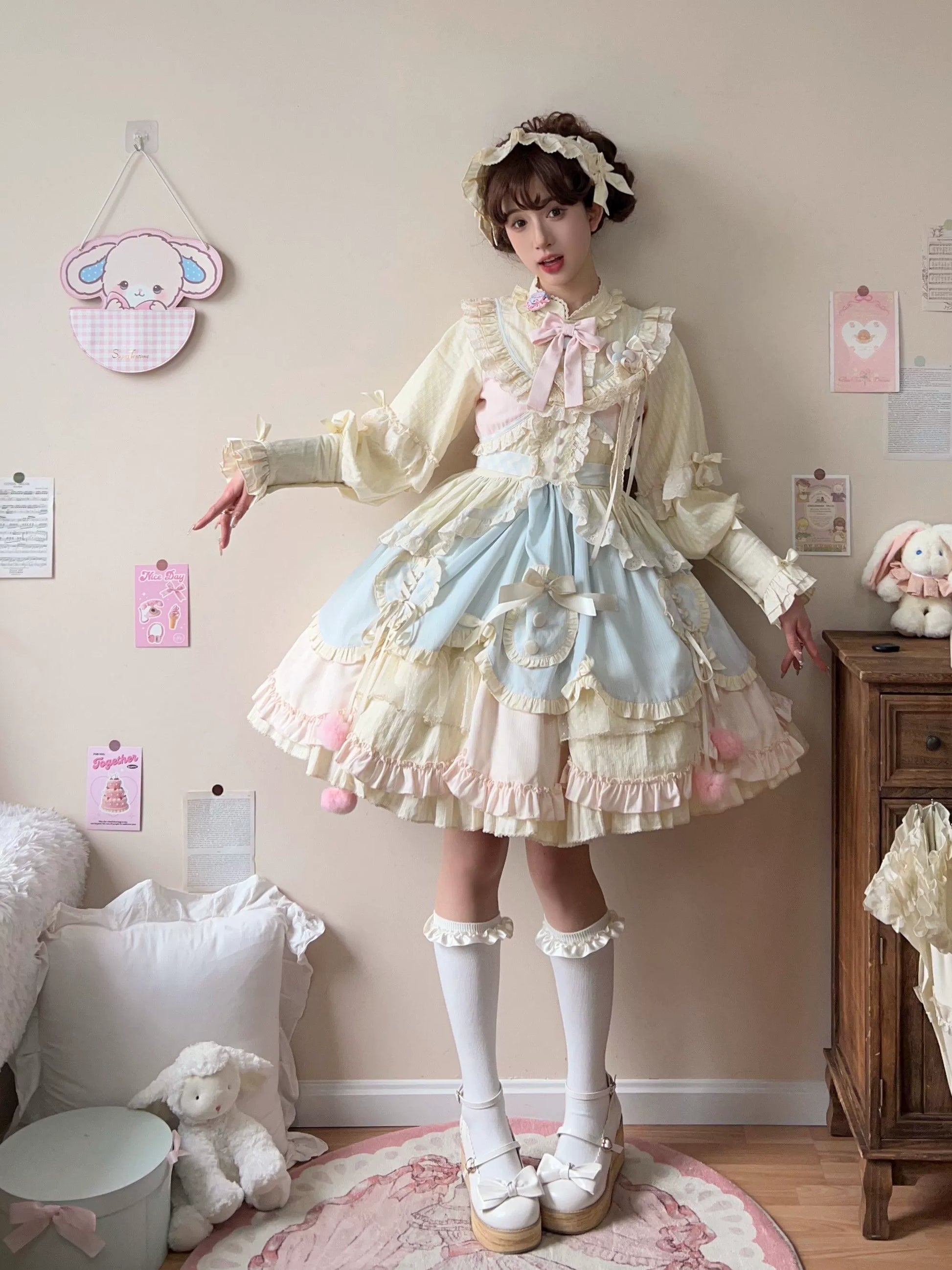 Uncle's Workshop - Sleep Macaron - Sweet Lolita OP Dress Solid Color Dress