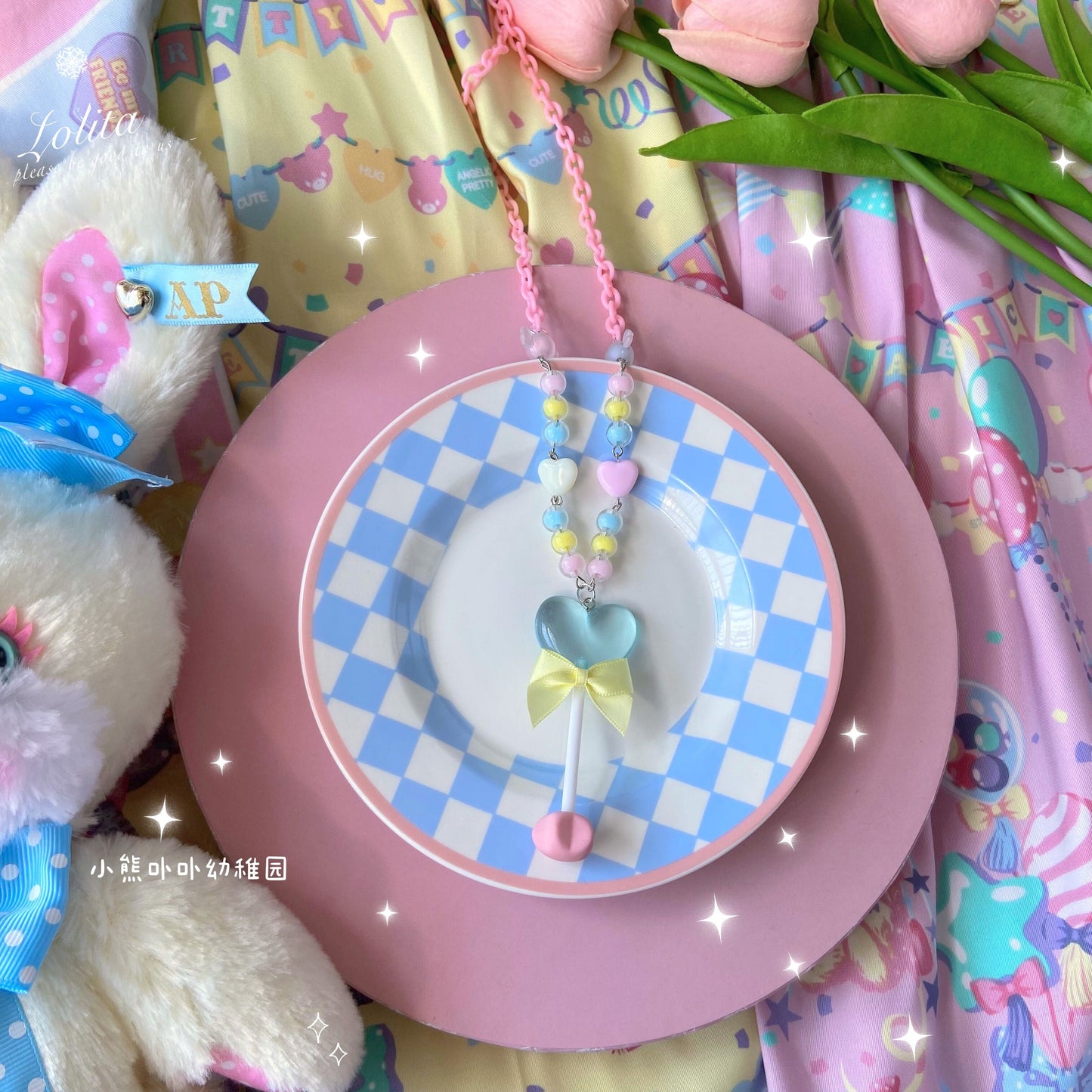 Bear Doll - Sweet Lolita  Bow Heart-Shaped Sweater Chain