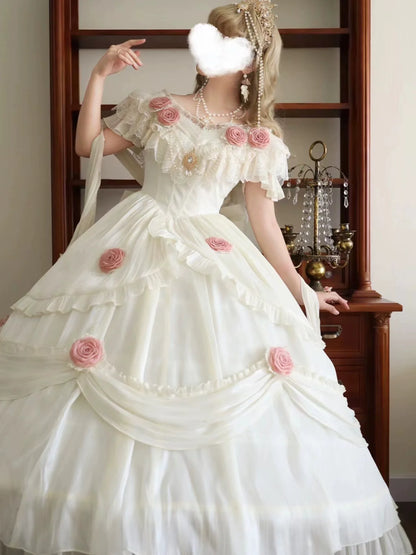 Meowing and fruity - Tana Manor - Classic Lolita OP Dress, Floral Decoration