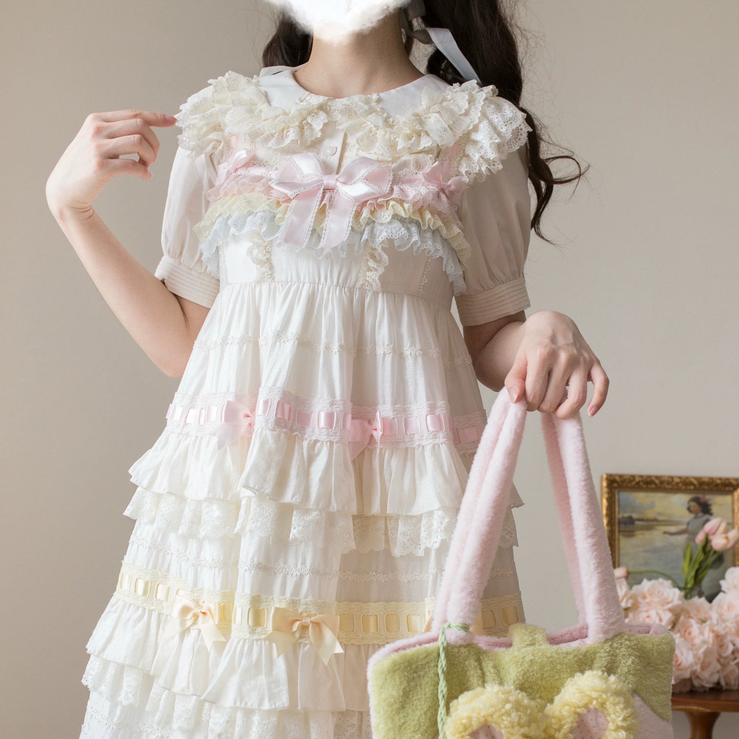 MIST - Semi-sweet Milk Cake - Sweet Lolita Short Sleeve Blouse with Lace Peter Pan Collar