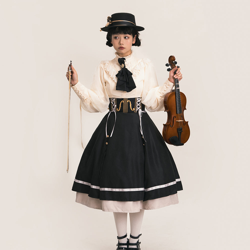 Miss Point - Golden Movement - Elegant Lolita Fishbone Skirt Customized