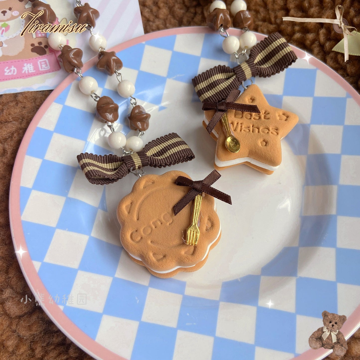 Bear Doll - Sweet Cookie Charm Set - Kawaii Lolita Necklace and Hairclip