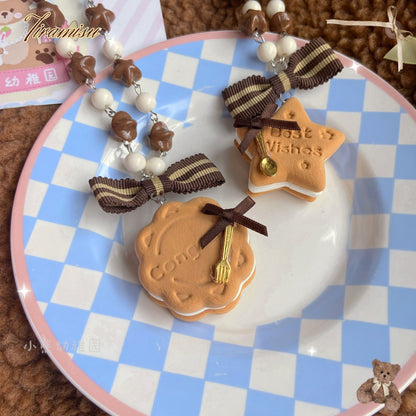 Bear Doll - Sweet Cookie Charm Set - Kawaii Lolita Necklace and Hairclip
