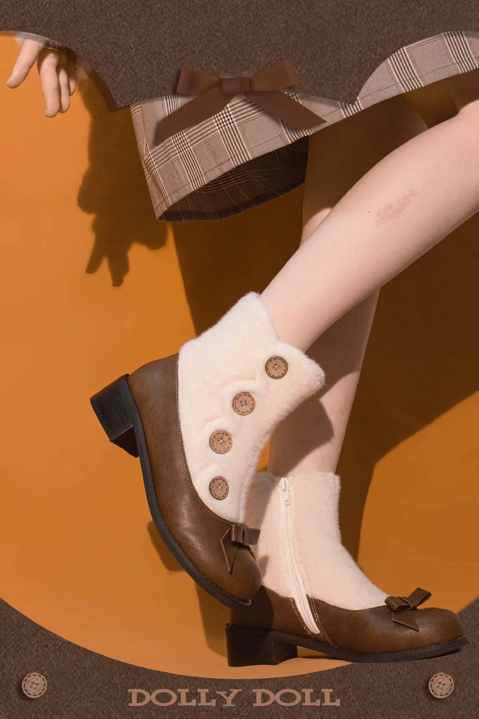 Dolly Doll - Winter Lolita Boots Fur Mary Jane Lolita Low Heel Shoes