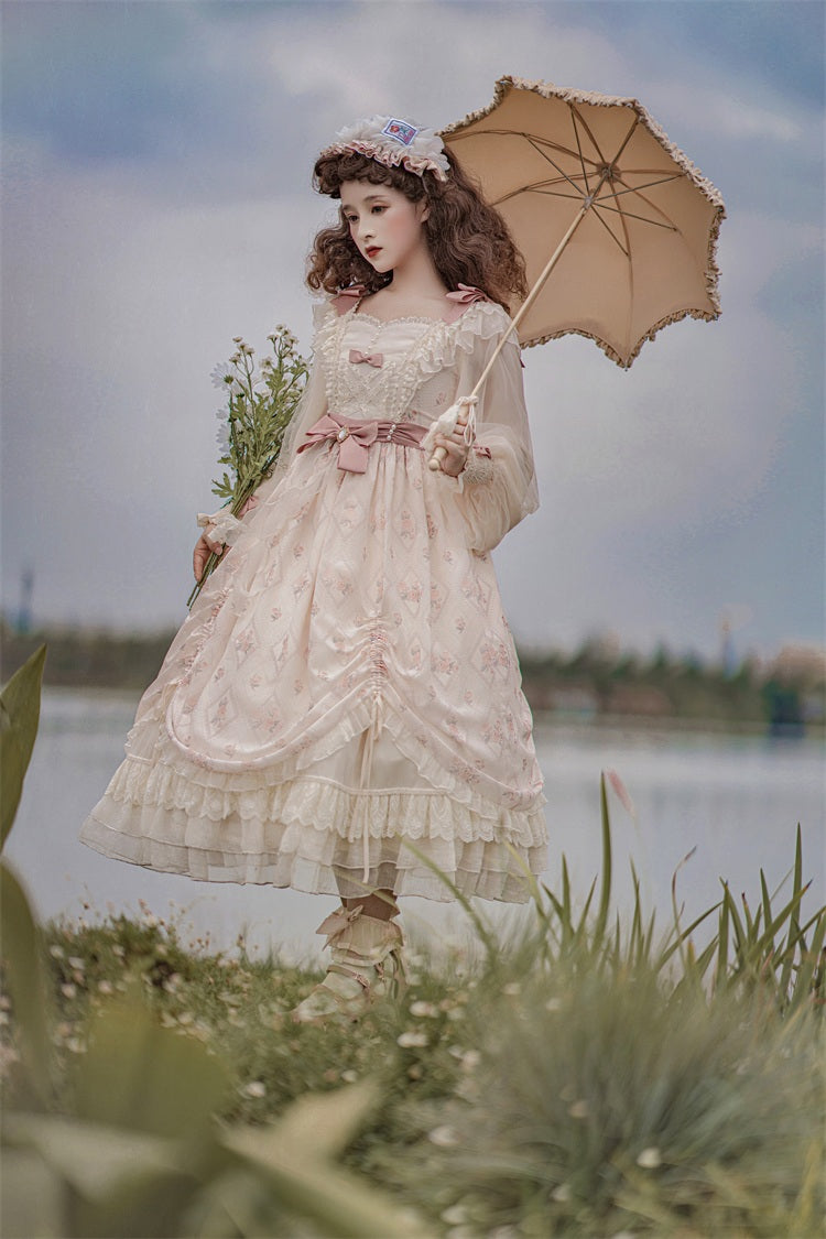 Letters from Unknown Star - Time Stationery - Elegant Lolita Long Sleeve OP Dress