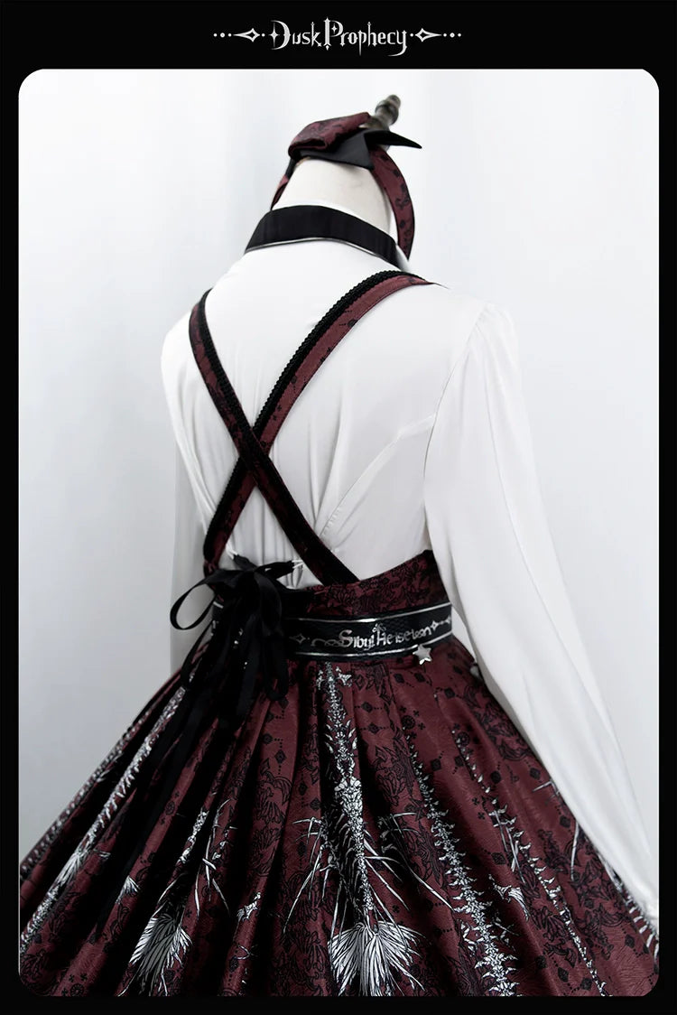 DuskProphecy - Coccyx - Elegant Lolita Dress High Waist Fishbone Print JSK Set