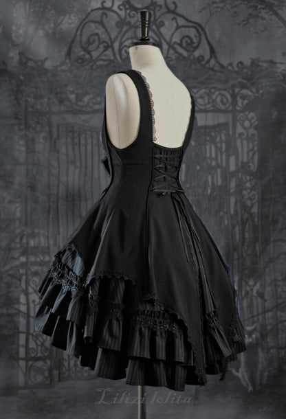 Lilizi - Redemption Song - Gothic Lolita OP Dress Cross Embroidery Tiered Hem
