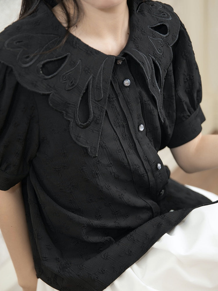 Embroidered Butterfly Lapel Blouse【s0000001736】