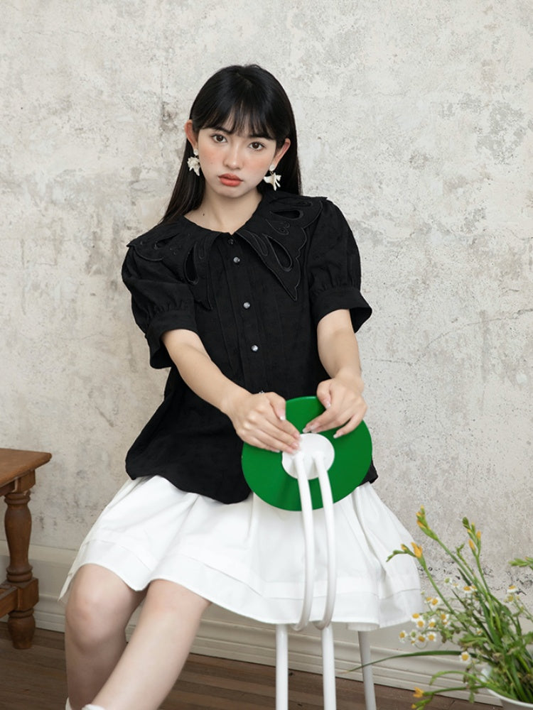 Embroidered Butterfly Lapel Blouse【s0000001736】