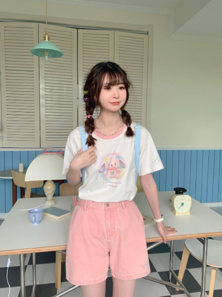 Wide Leg Heart Pocket Denim Short Pants【s0000002374】