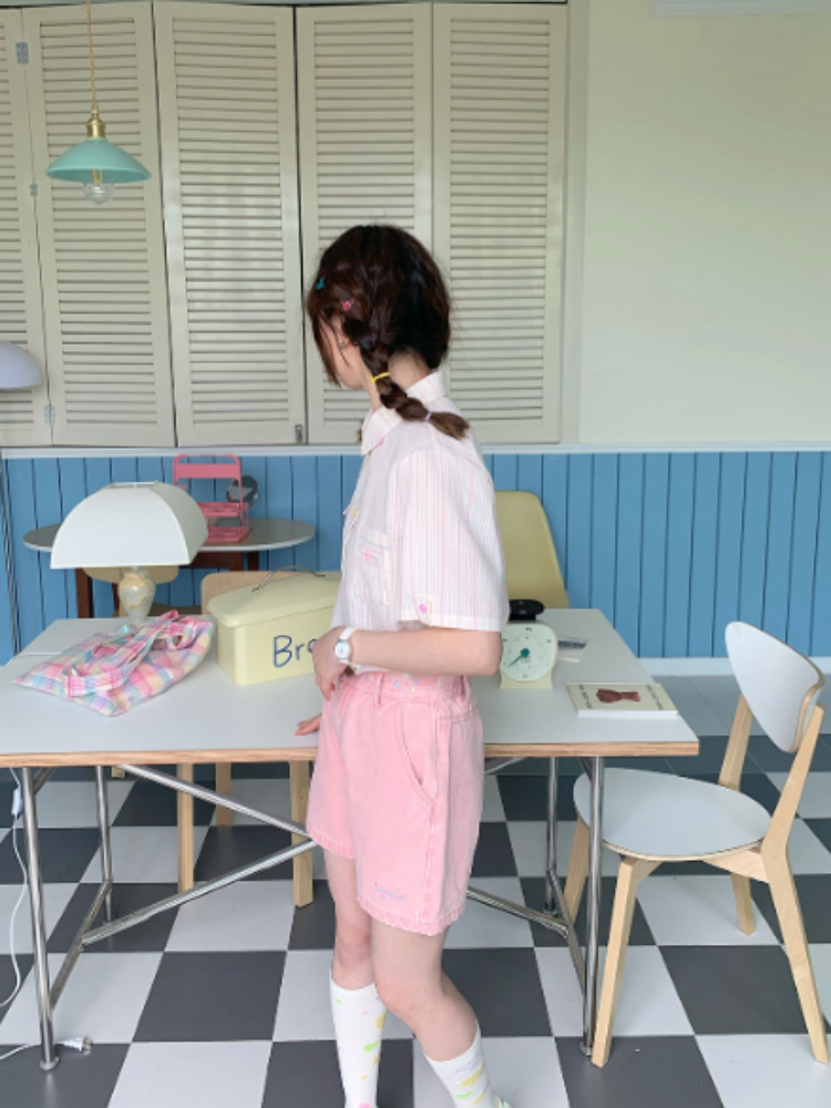 Wide Leg Heart Pocket Denim Short Pants【s0000002374】