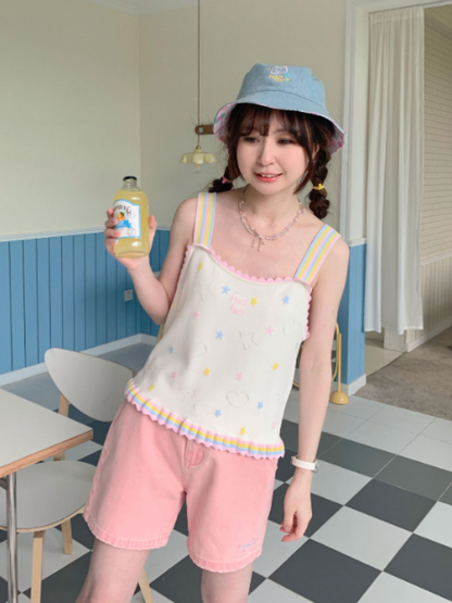 Wide Leg Heart Pocket Denim Short Pants【s0000002374】