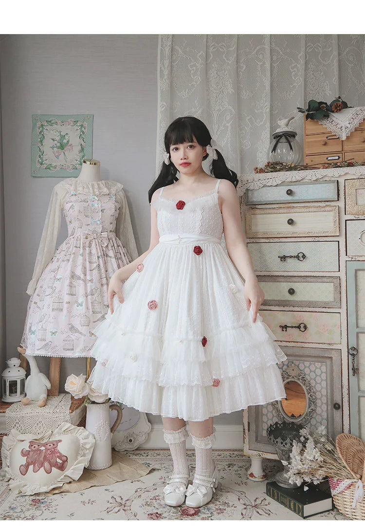 Sakurada Fawn - Spring Breeze - Plus Size Spring Lolita JSK Dress with Rose Decoration