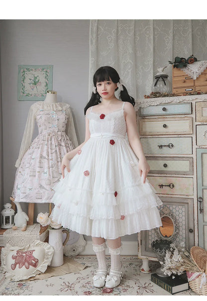 Sakurada Fawn - Spring Breeze - Plus Size Spring Lolita JSK Dress with Rose Decoration