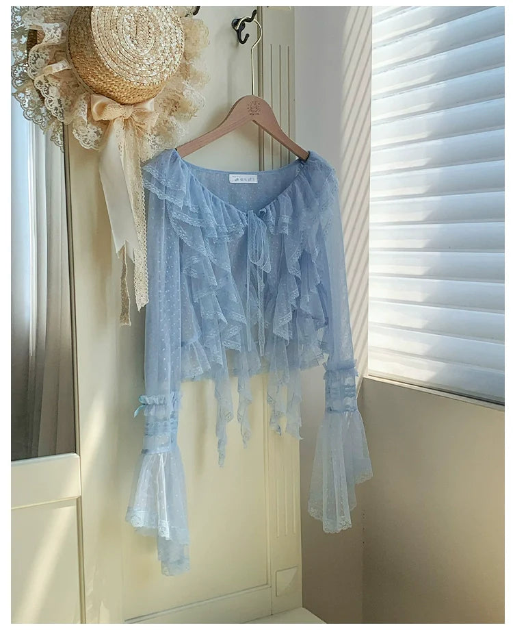 With PUJI - Letters and Poetry - Summer Classic Lolita Tulle Lace Bolero with Multi-Color