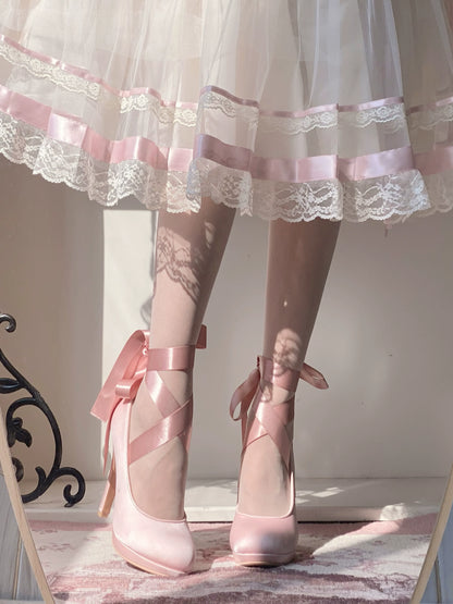 Pure Tea For Dream - Butterfly Specimen - Ballet Style Lolita Shoes Elegant Platform Lolita Heels