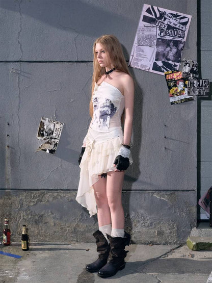 Punk style tube top【s0000009487】