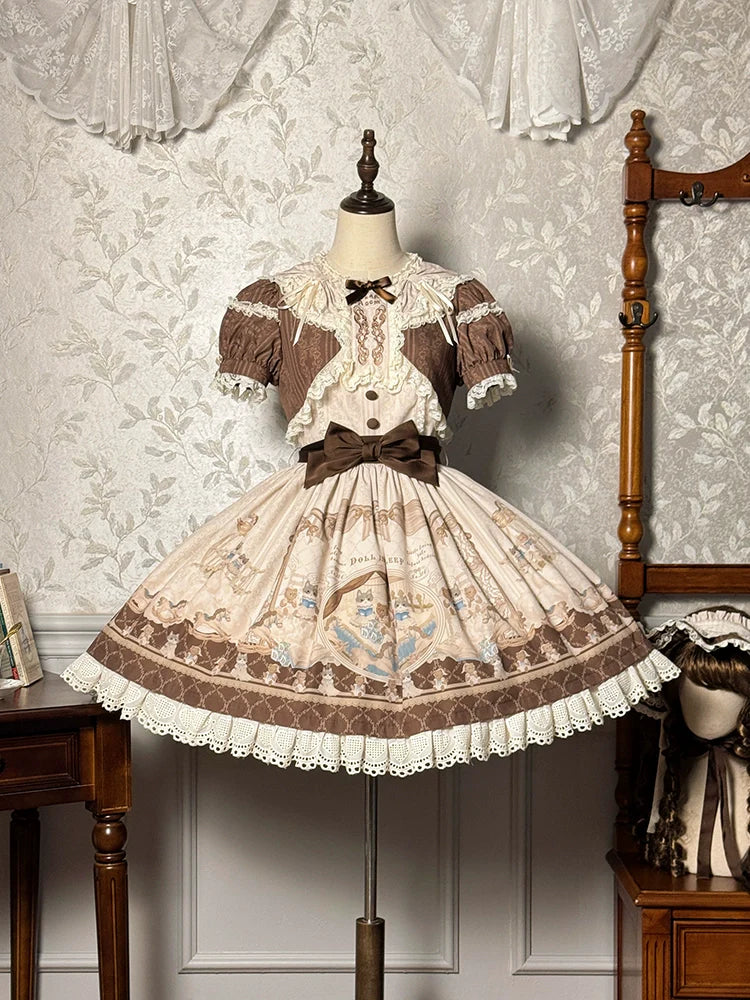 Alice Girl - Sea Salt Fairytale - Sweet Doll-like Lolita OP Animal Printed Lolita Dress