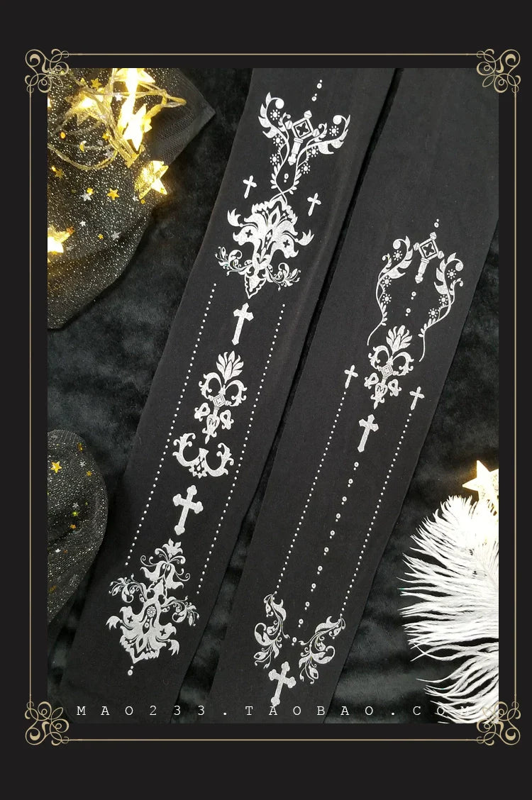 Wulala Mew - Elegant Lolita Pantyhose Daily Gold Foil Printing Tights